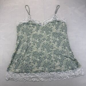 Celeste Sage Green Floral Print Lace Trim Camisole